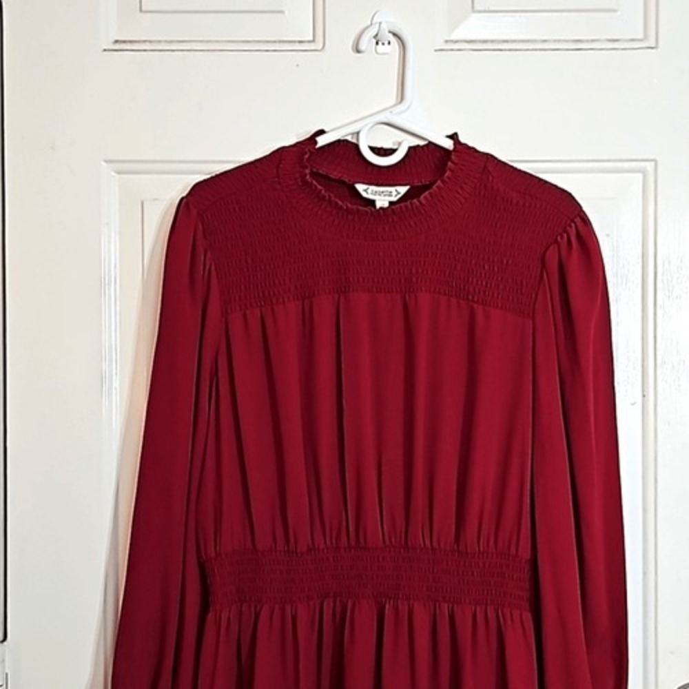Nannette‎ Lepore Smocked Blouson Dress Size 14, Brick Red - Picture 4 of 11
